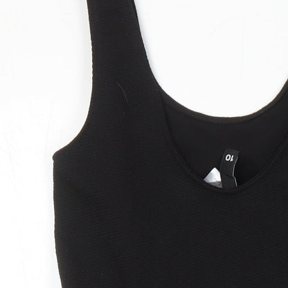 H&M Womens Black Polyester A-Line Size 10 Scoop Neck
