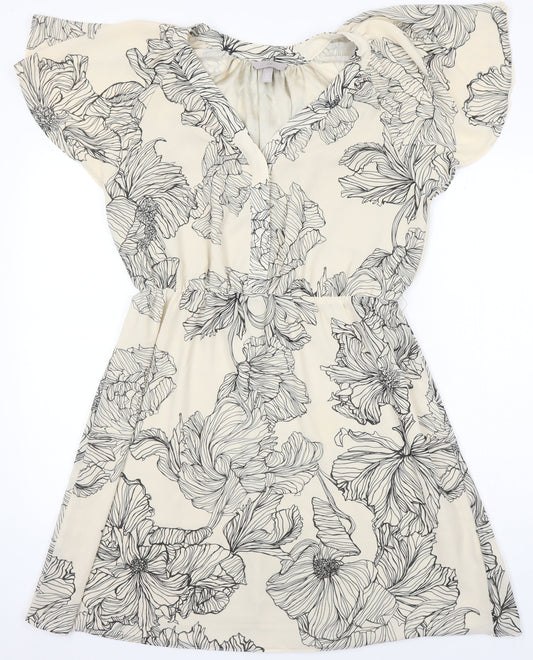 H&M Womens Multicoloured Floral Polyester A-Line Size M Sweetheart
