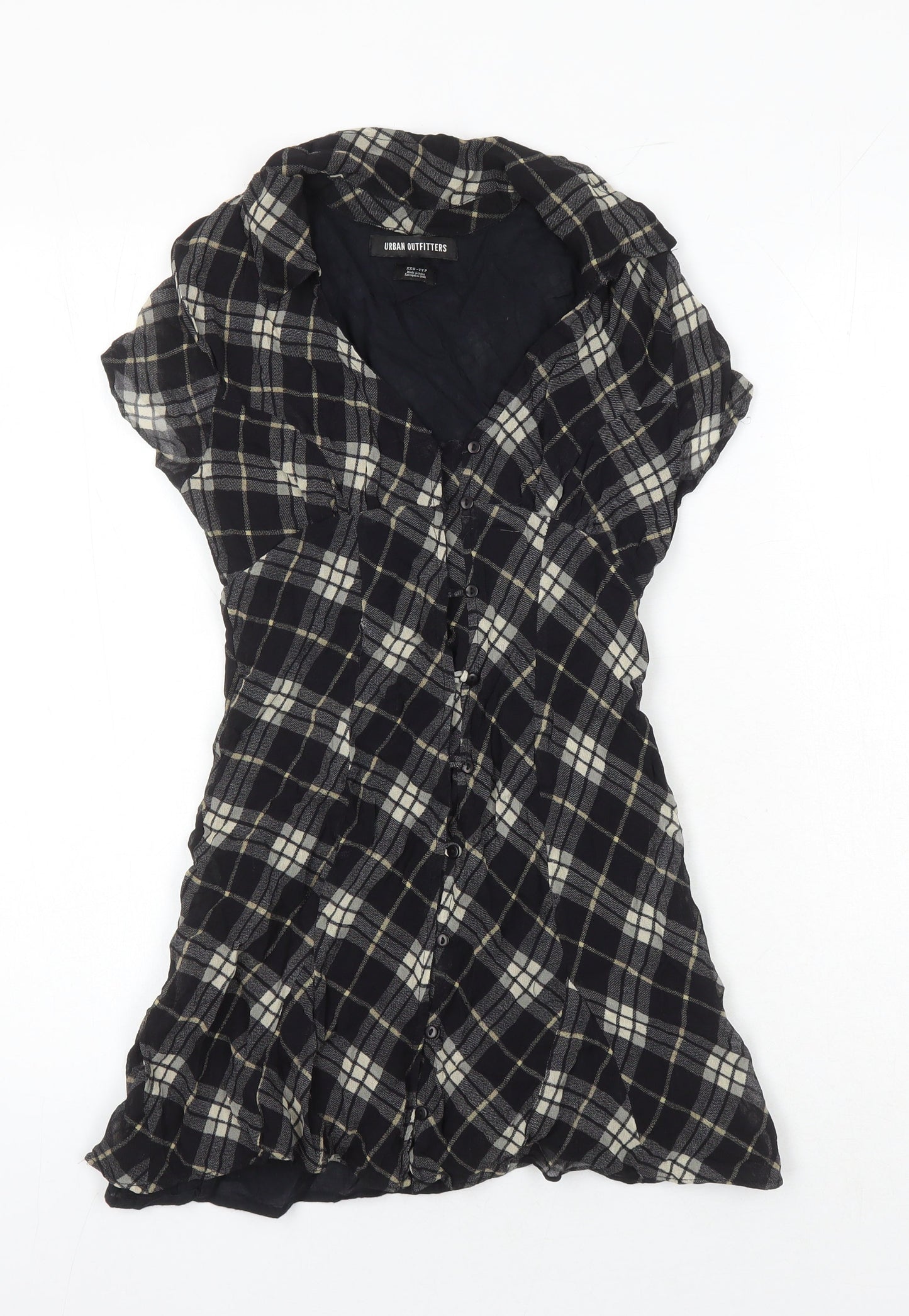 Urban Fitters Womens Multicoloured Check Viscose Tunic Blouse Size XL Collared
