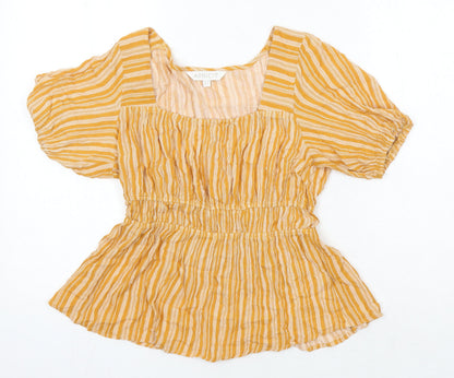 Womens UK Size 10 Apricot Yellow Tunic Blouse