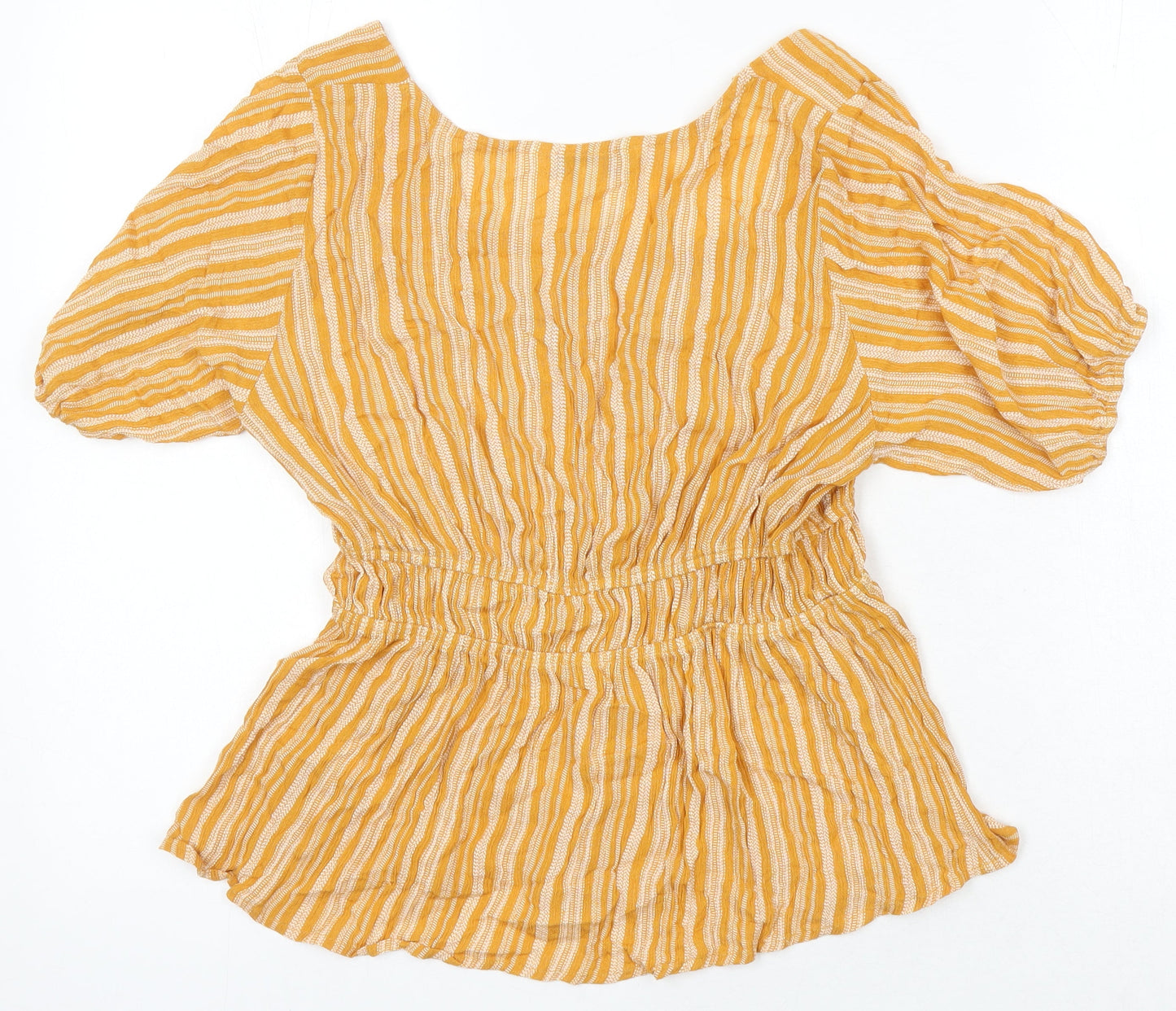 Womens UK Size 10 Apricot Yellow Tunic Blouse