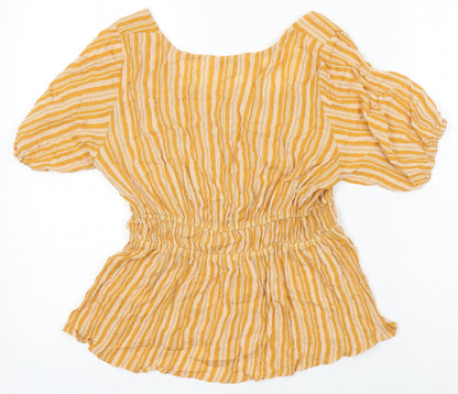 Womens UK Size 10 Apricot Yellow Tunic Blouse