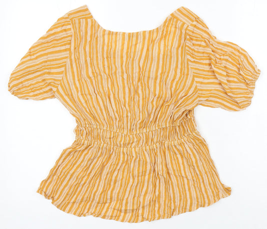 Womens UK Size 10 Apricot Yellow Tunic Blouse