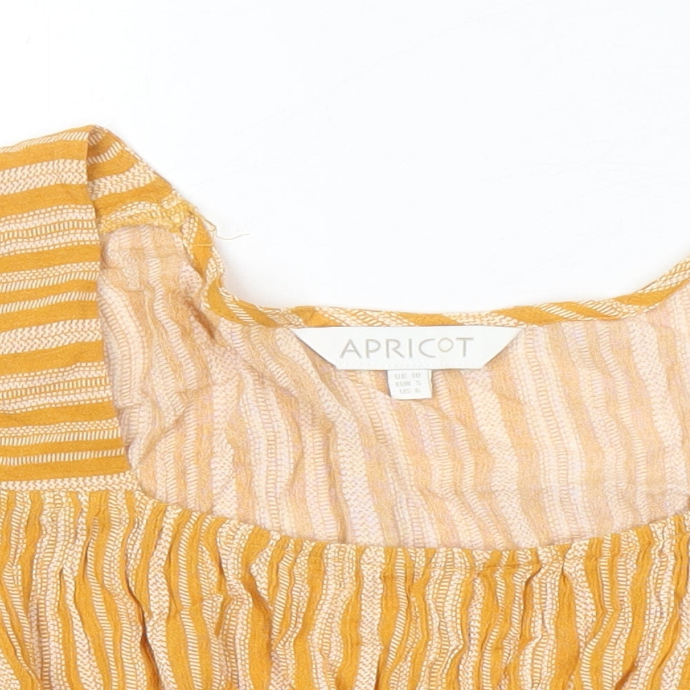 Womens UK Size 10 Apricot Yellow Tunic Blouse