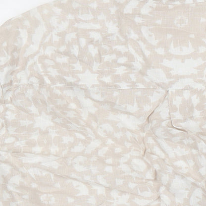 John Lewis Womens Beige Geometric Linen Tunic Blouse Size 14 Collared