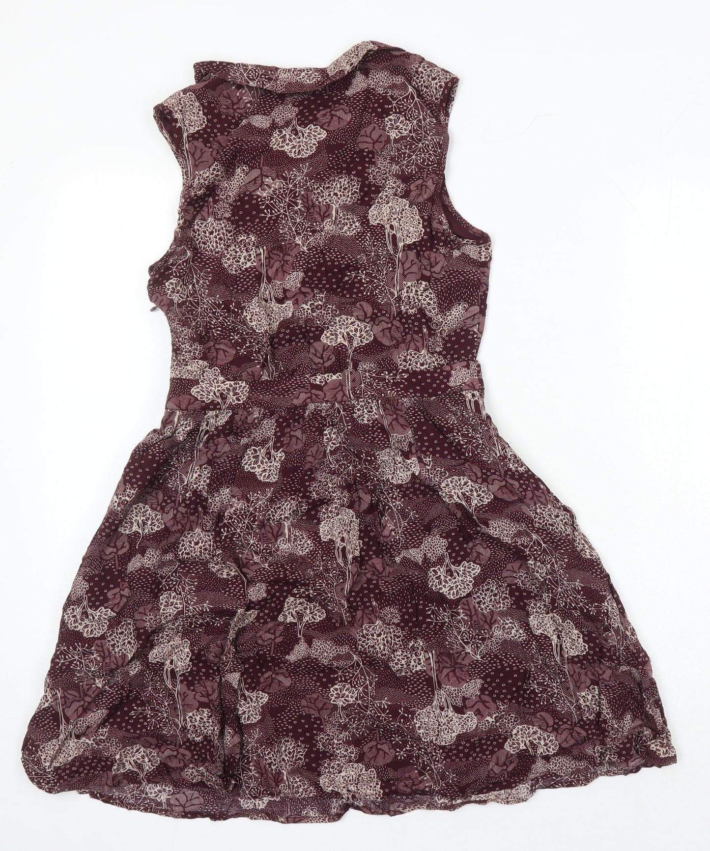 Jack Wills Womens Purple Geometric Viscose A-Line Size 8 Collared