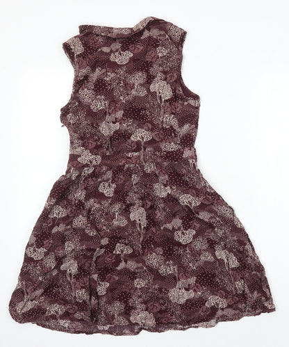 Jack Wills Womens Purple Geometric Viscose A-Line Size 8 Collared