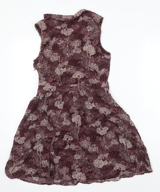 Jack Wills Womens Purple Geometric Viscose A-Line Size 8 Collared