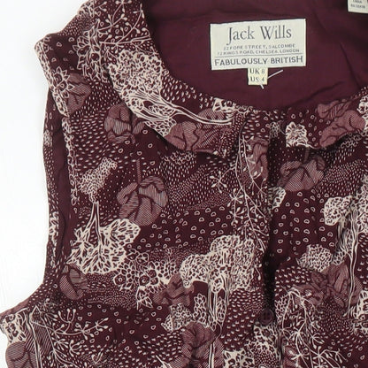 Jack Wills Womens Purple Geometric Viscose A-Line Size 8 Collared