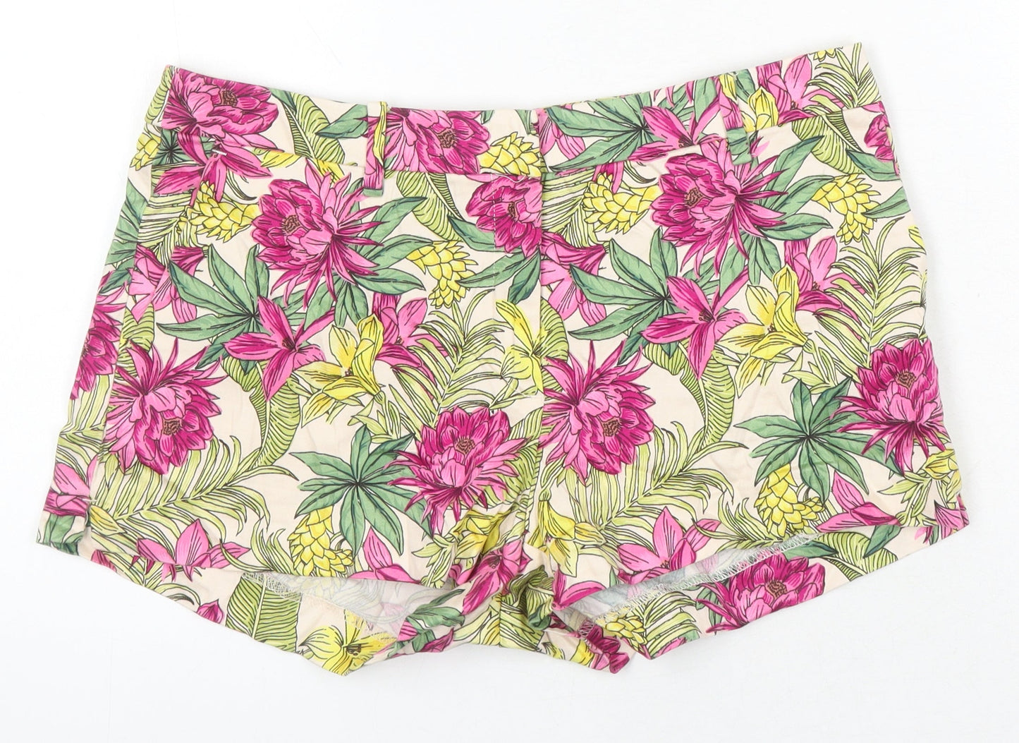 H&M Womens Multicoloured Floral Cotton Basic Shorts Size 6 Regular