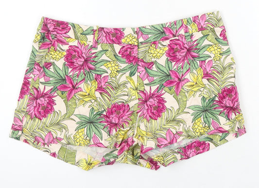 H&M Womens Multicoloured Floral Cotton Basic Shorts Size 6 Regular