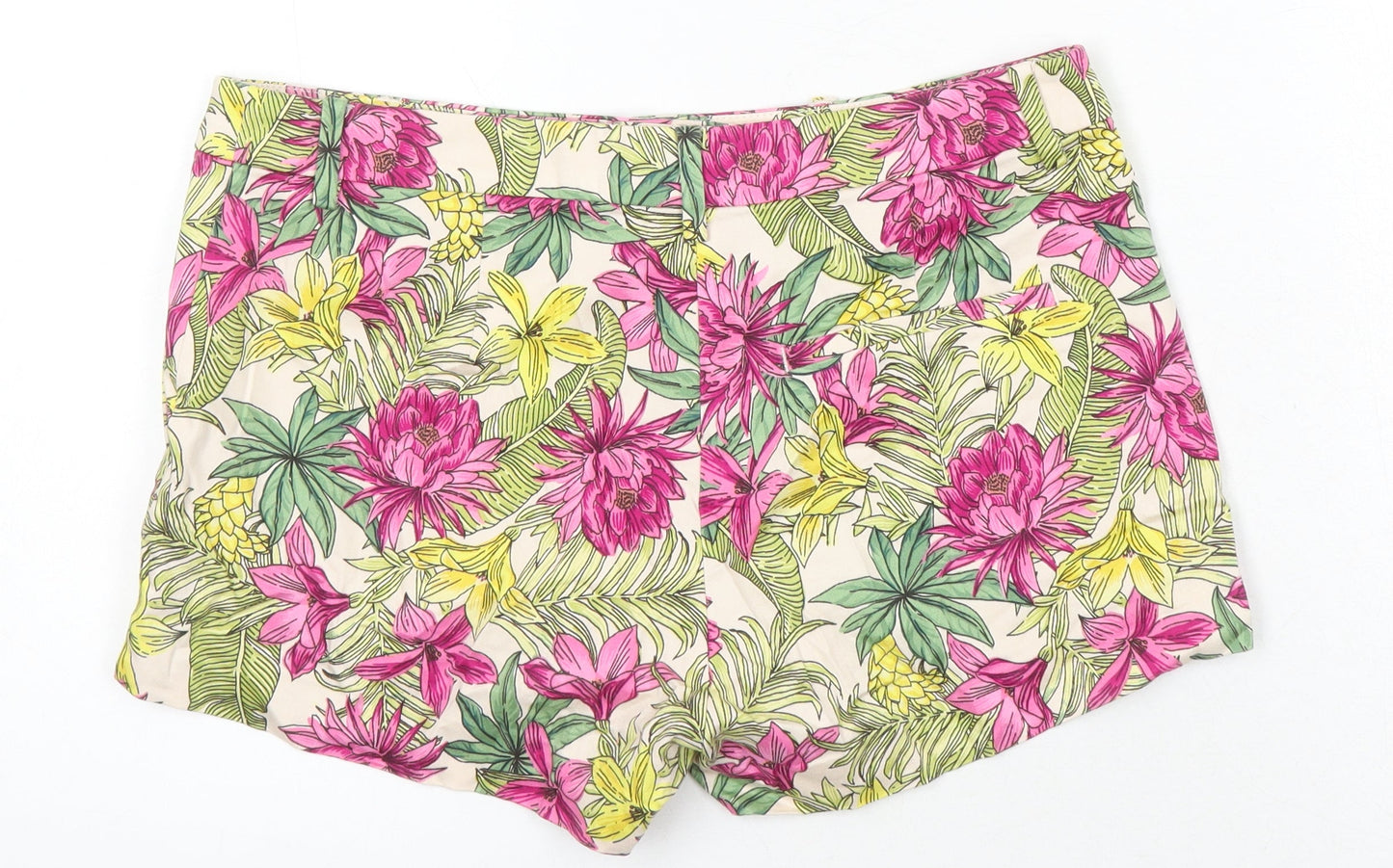 H&M Womens Multicoloured Floral Cotton Basic Shorts Size 6 Regular
