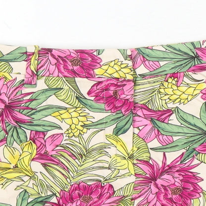 H&M Womens Multicoloured Floral Cotton Basic Shorts Size 6 Regular