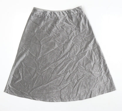 Elenza Womens Silver Herringbone Polyester A-Line Skirt Size M Zip