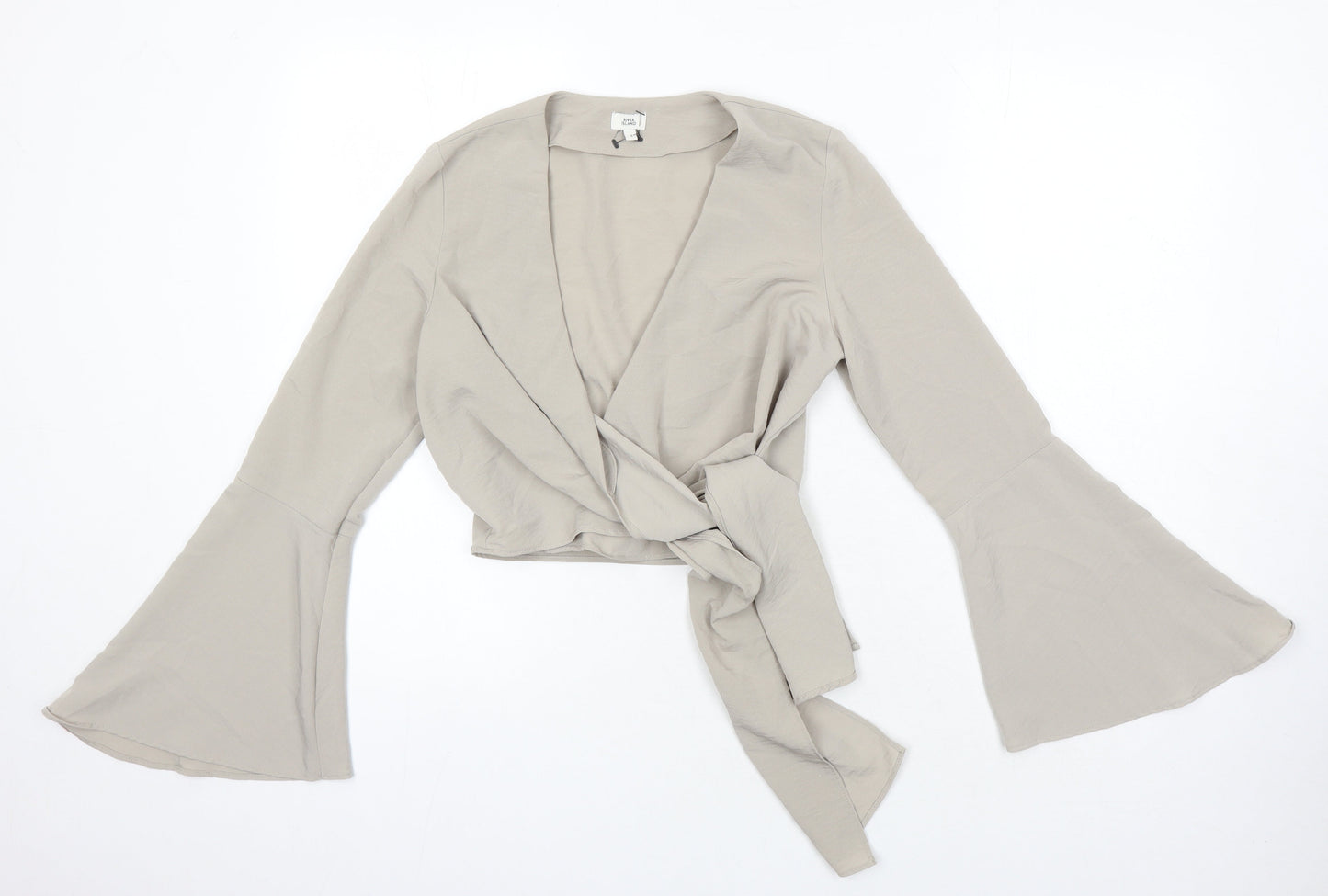 Womens UK Size 8 River Island Beige Cropped Blouse