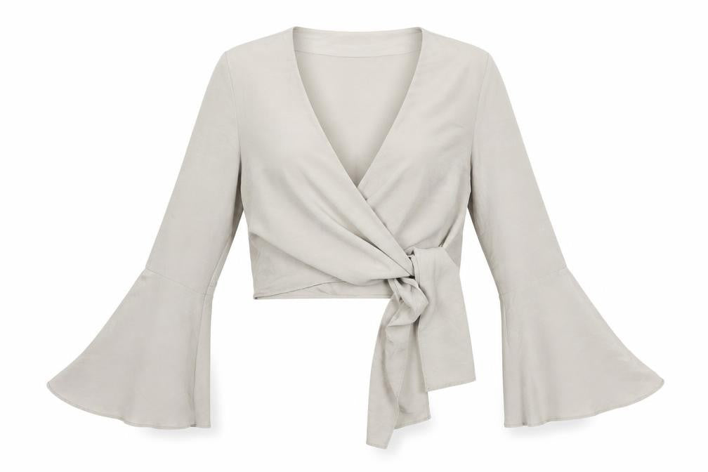 Womens UK Size 8 River Island Beige Cropped Blouse