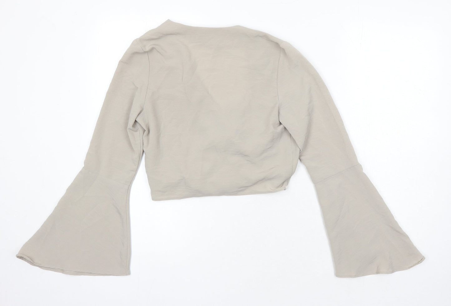 Womens UK Size 8 River Island Beige Cropped Blouse