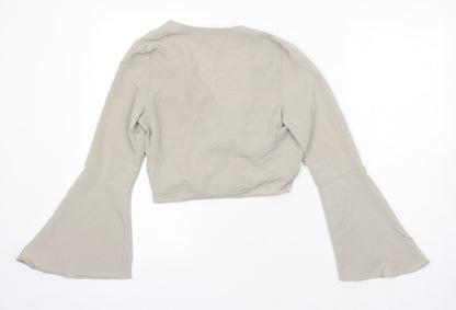Womens UK Size 8 River Island Beige Cropped Blouse
