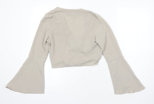 Womens UK Size 8 River Island Beige Cropped Blouse