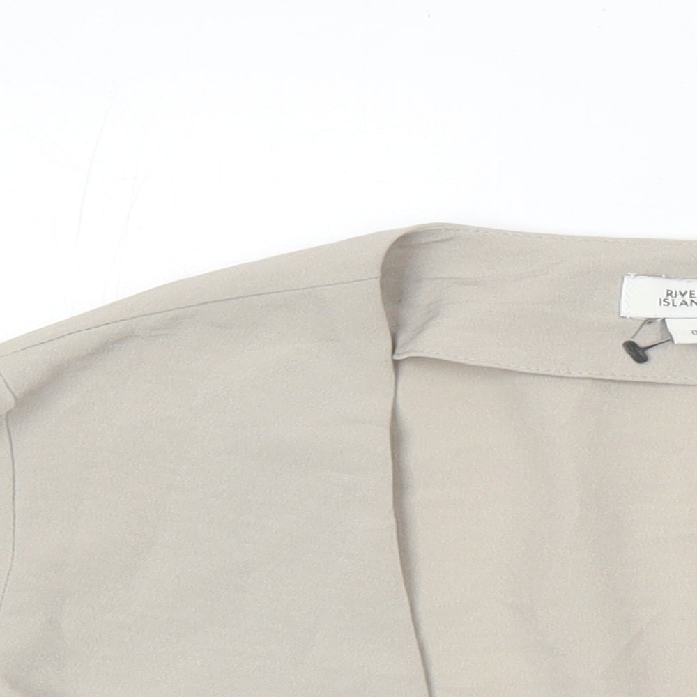Womens UK Size 8 River Island Beige Cropped Blouse