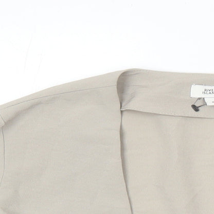 Womens UK Size 8 River Island Beige Cropped Blouse