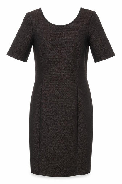 Ashley Brooke Womens Brown Polyester Blend Sheath Size 12 Boat Neck