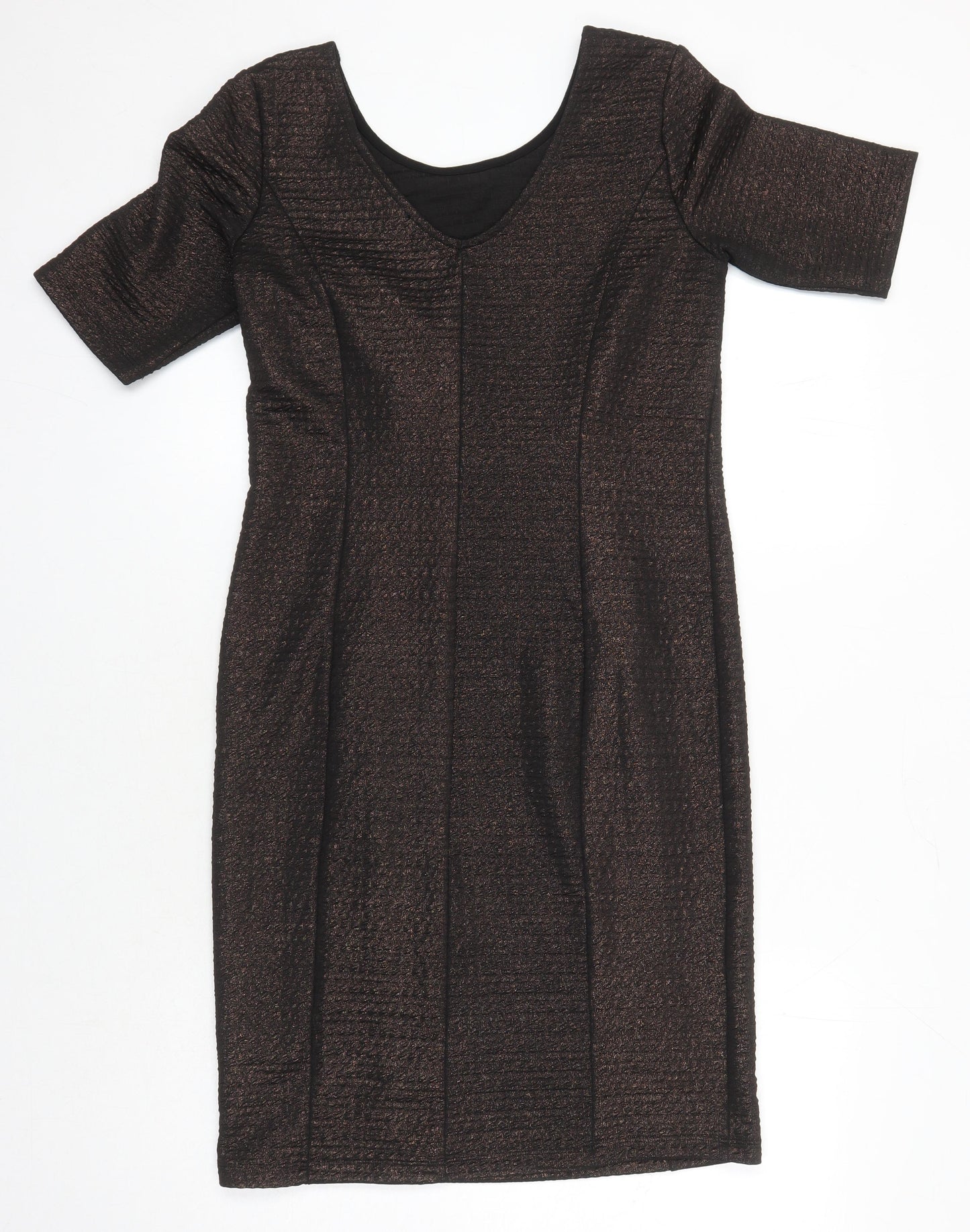Ashley Brooke Womens Brown Polyester Blend Sheath Size 12 Boat Neck