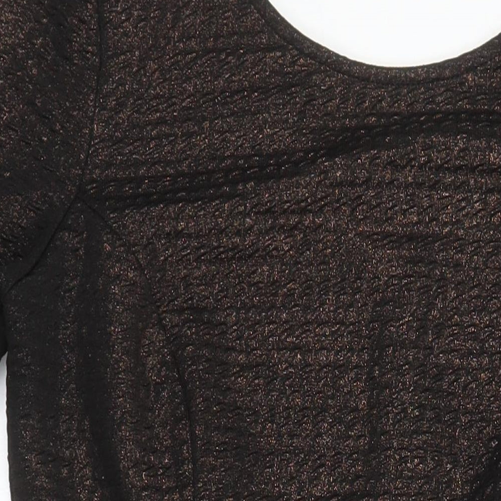 Ashley Brooke Womens Brown Polyester Blend Sheath Size 12 Boat Neck