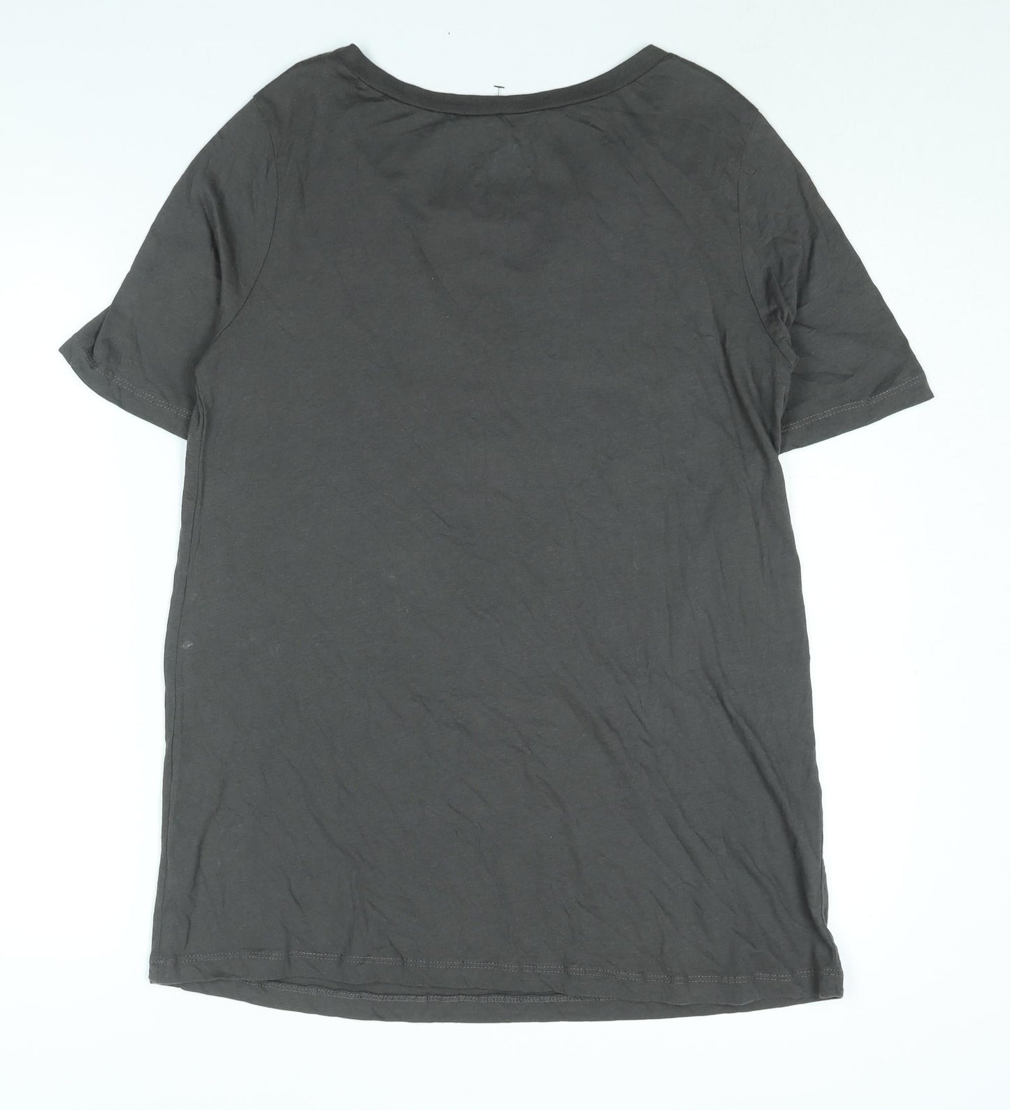 CHA SOR Mens Grey Cotton T-Shirt Size M Round Neck - American Flag Print