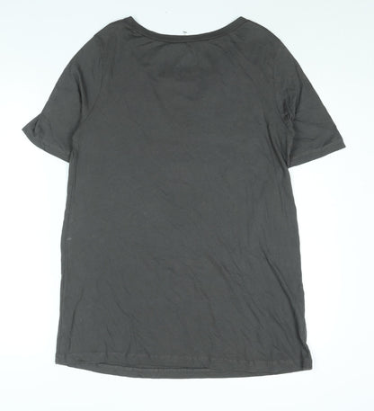 CHA SOR Mens Grey Cotton T-Shirt Size M Round Neck - American Flag Print