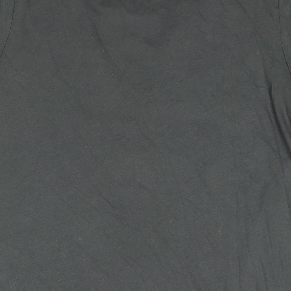 CHA SOR Mens Grey Cotton T-Shirt Size M Round Neck - American Flag Print