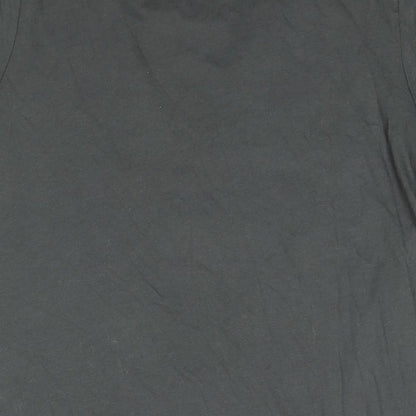 CHA SOR Mens Grey Cotton T-Shirt Size M Round Neck - American Flag Print
