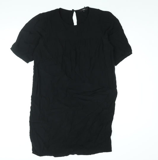 NEXT Womens Black Viscose Shift Size 14 Round Neck Button
