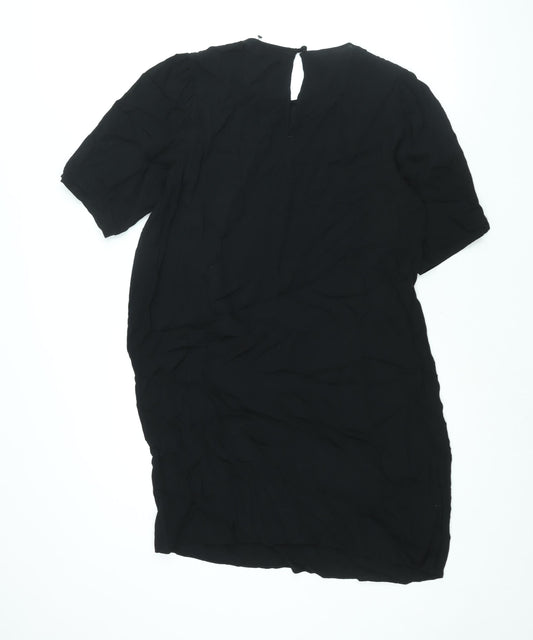 NEXT Womens Black Viscose Shift Size 14 Round Neck Button