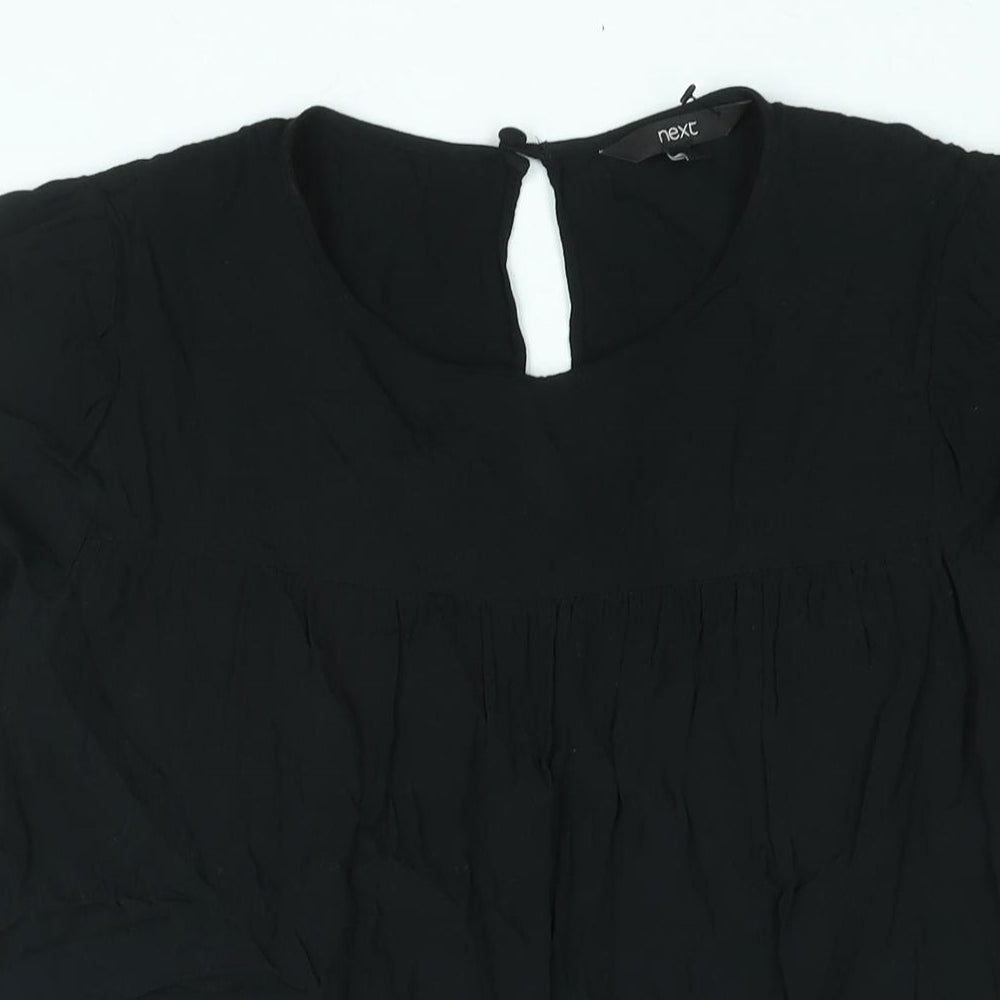 NEXT Womens Black Viscose Shift Size 14 Round Neck Button