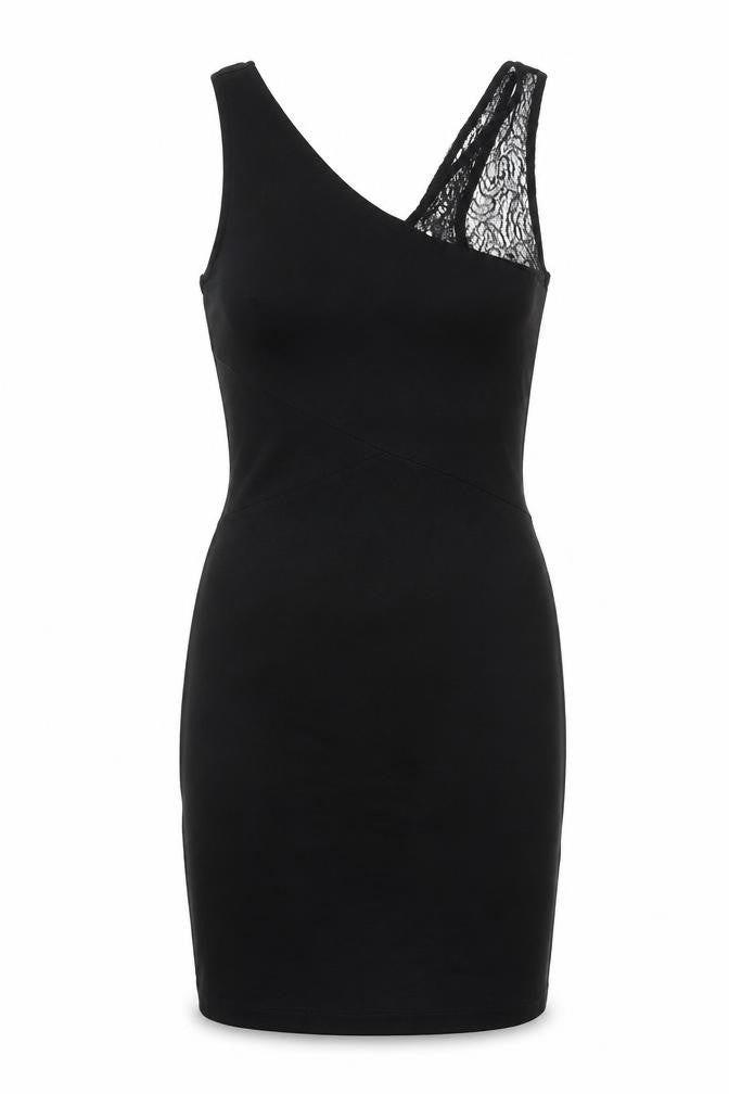 French Connection Womens Black Viscose Bodycon Size 10 V-Neck Zip - Lace Detail