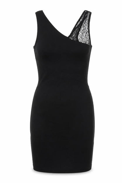 French Connection Womens Black Viscose Bodycon Size 10 V-Neck Zip - Lace Detail