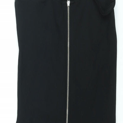 French Connection Womens Black Viscose Bodycon Size 10 V-Neck Zip - Lace Detail