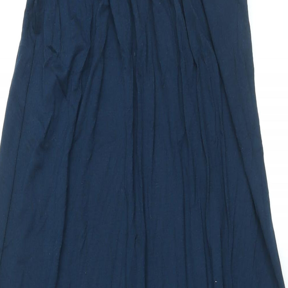 Warehouse Womens Blue Viscose Maxi Size 12 Scoop Neck Pullover - Beaded Neckline