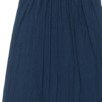 Warehouse Womens Blue Viscose Maxi Size 12 Scoop Neck Pullover - Beaded Neckline