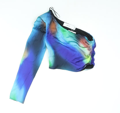 Womens UK Size S Bershka Multicoloured Cropped Blouse