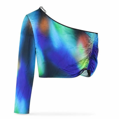 Womens UK Size S Bershka Multicoloured Cropped Blouse