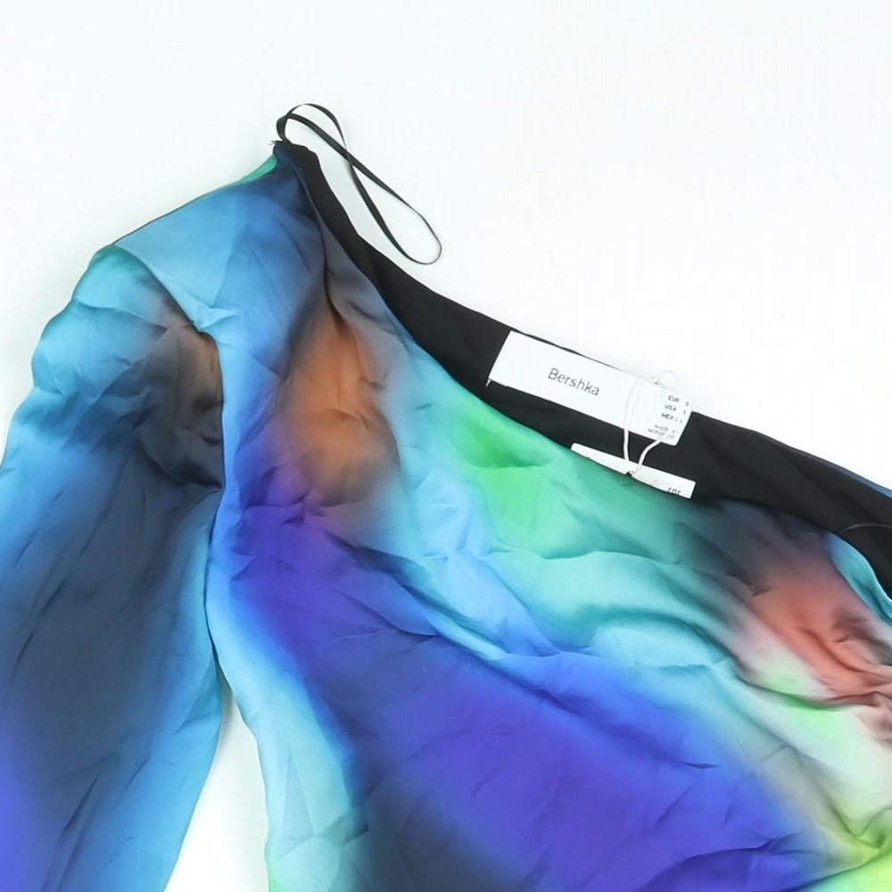 Womens UK Size S Bershka Multicoloured Cropped Blouse