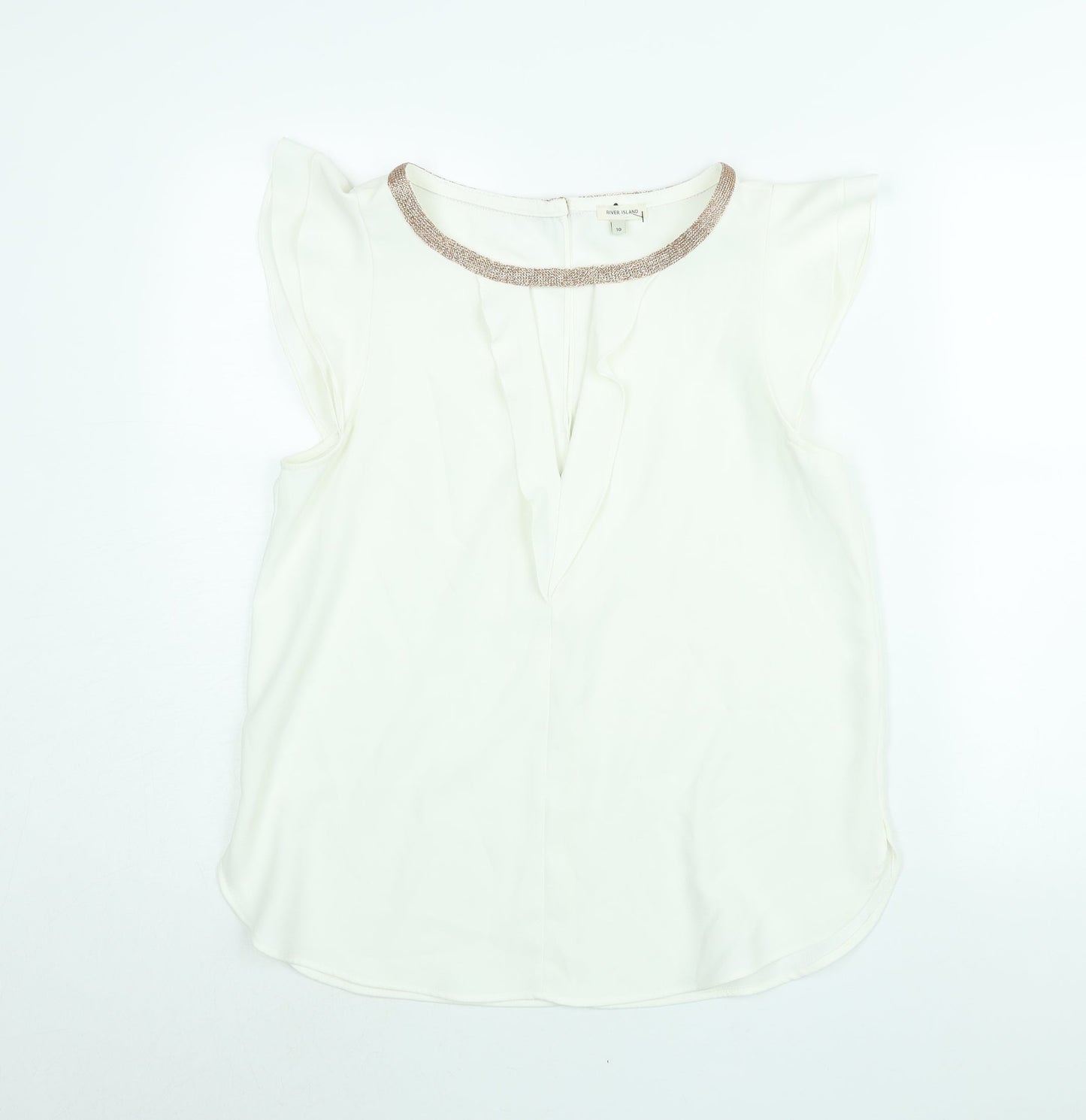 Womens UK Size 10 River Island White Basic Blouse