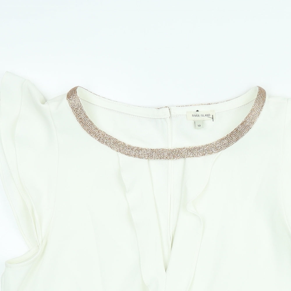 Womens UK Size 10 River Island White Basic Blouse