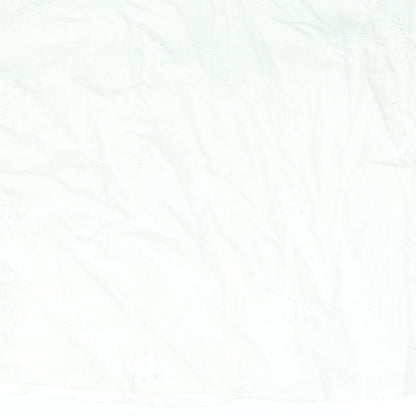 Berhska Womens White Cotton Mini Skirt Size M Zip - Ring Cut Out Emboidered