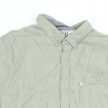 Croxley Mens Green Cotton Button-Up Size 2XL Collared Button
