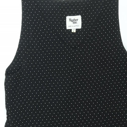 Mother Me Womens Black Polka Dot Polyester Tank Dress Size 8 Scoop Neck Pullover - Belted