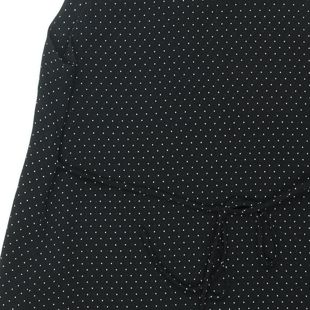 Mother Me Womens Black Polka Dot Polyester Tank Dress Size 8 Scoop Neck Pullover - Belted