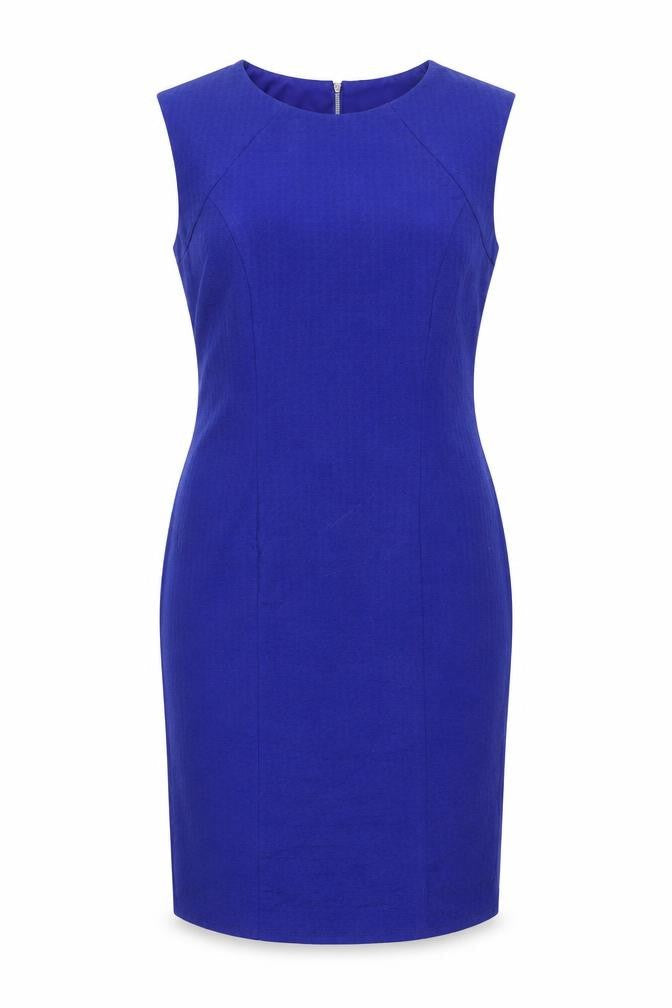 Julien Macdonald Womens Blue Polyester Shift Size 14 Round Neck Zip